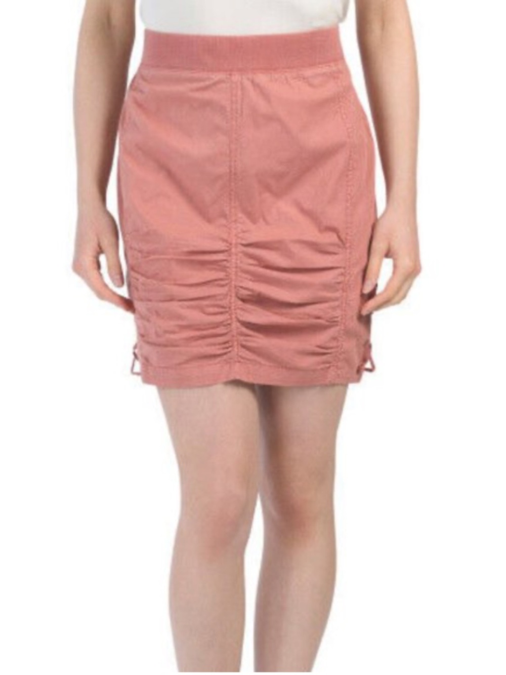 XCVI Wearables Tammy Rust Cotton Ruched Pull On Skirt Lace Up Sides